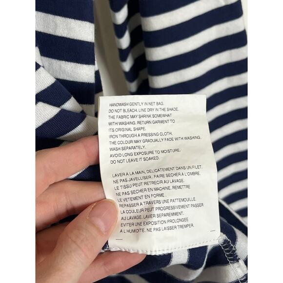 PLAY Comme de Garcons Striped Double Heart Long Sleeve Tee Large White Navy - Picture 8 of 9